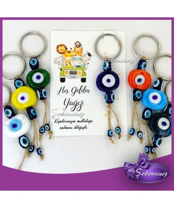 Nazar Boncuklu Anahtarlık Bebek Hediyelik Bebek Şekeri Yerine -