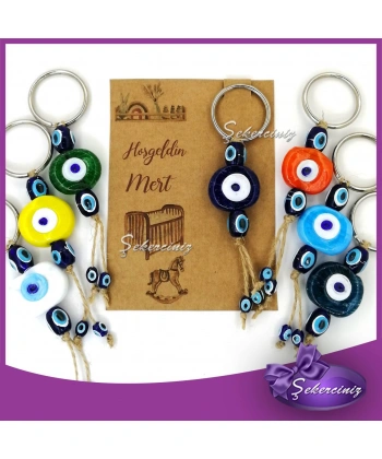 Nazar Boncuklu Anahtarlık Bebek Hediyelik Bebek Şekeri Yerine -