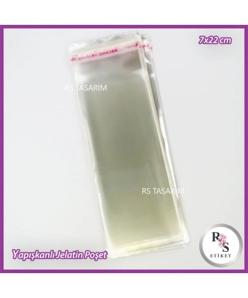 Yapışkanlı jelatin poşet - 7x22 cm