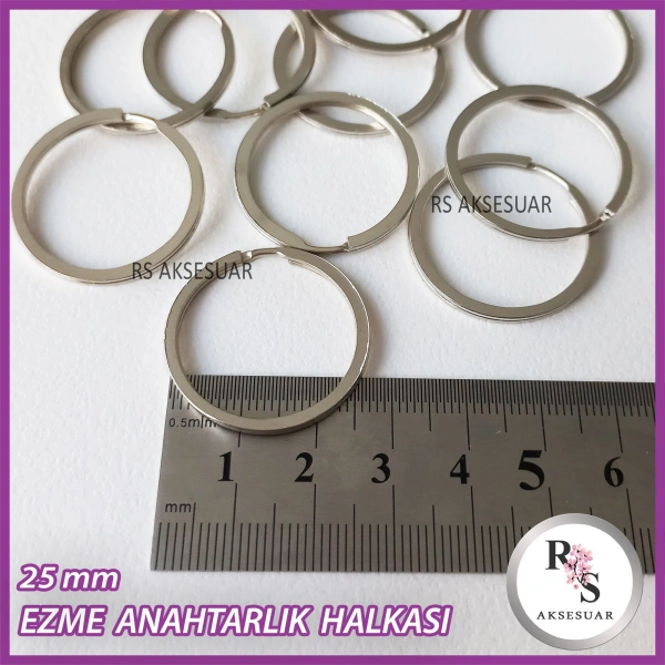 50 adet 2.8 cm Ezme Halka Anahtarlık Aparatı -Gümüş Renkli
