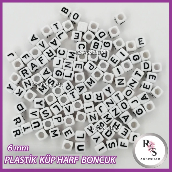 100gr harf 6mm Plastik Küp Delikli Boncuk