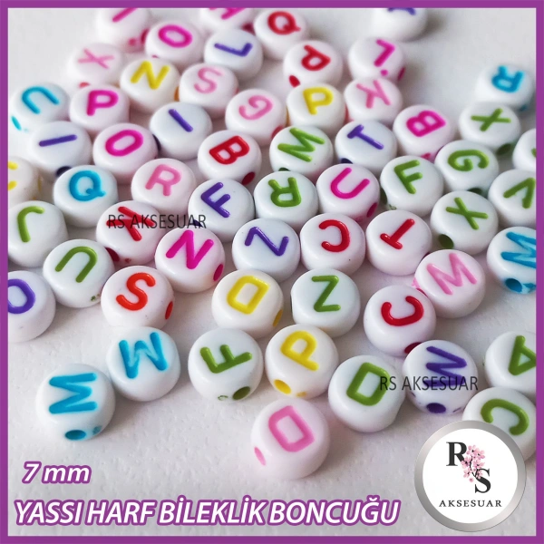 100gr harf 7mm Plastik Yassı Boncuk -Bileklik boncuğu -Karışık
