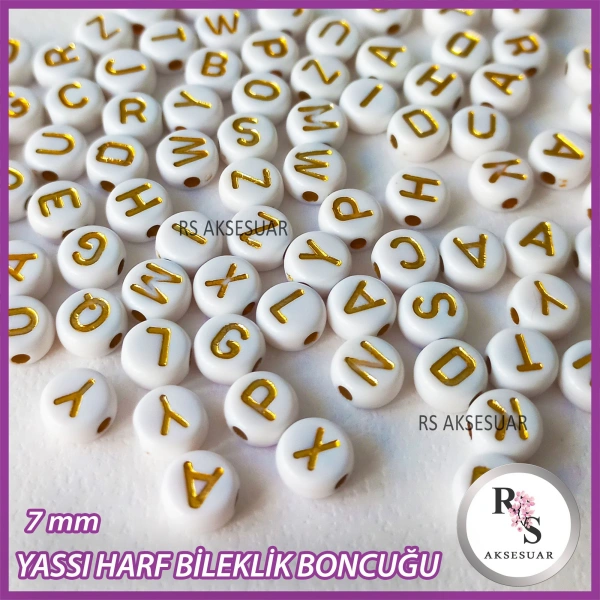 100gr harf 7mm Plastik Yassı Boncuk -Bileklik boncuğu -Altın