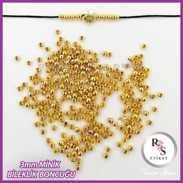 50gr 3mm Metal Minik Boncuk - Bit Boncuk - Şans Bileklik Boncuğu - Altın Renkli