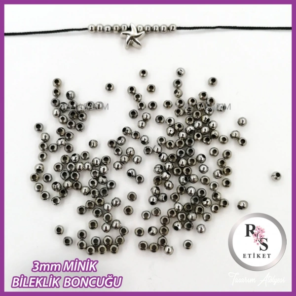 10gr 3mm Metal Minik Boncuk - Bit Boncuk - Şans Bileklik Boncuğu - Gümüş Renkli