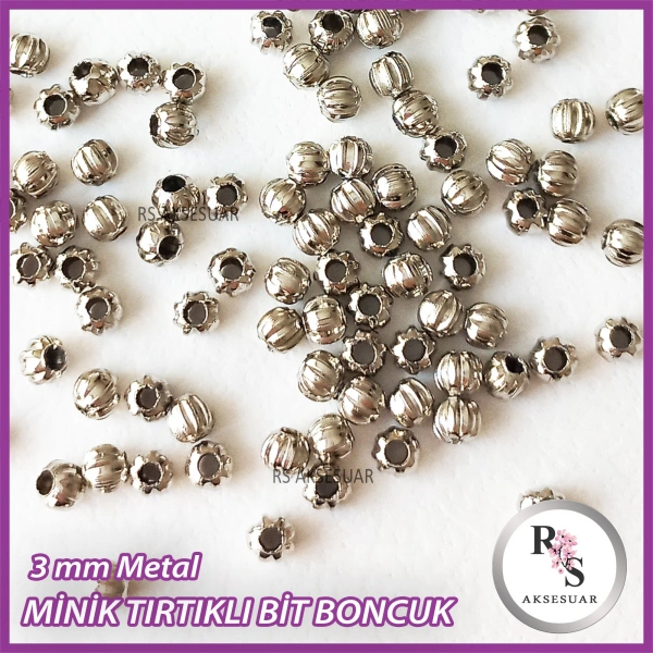 50gr 3mm Tırtıklı Metal Minik Boncuk - Bit Boncuk - Şans Bileklik Boncuğu - Gümüş Renkli