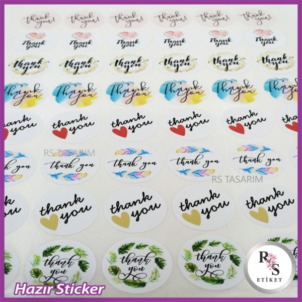 48 Adet Hazır Sticker -Thank You -ÖK141
