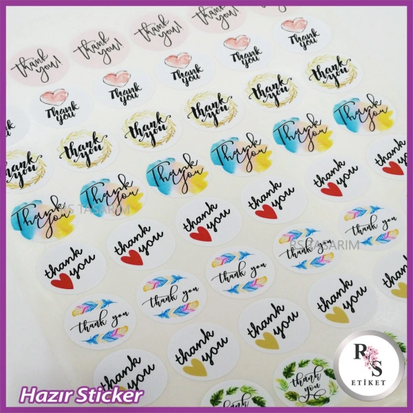 48 Adet Hazır Sticker -Thank You -ÖK141