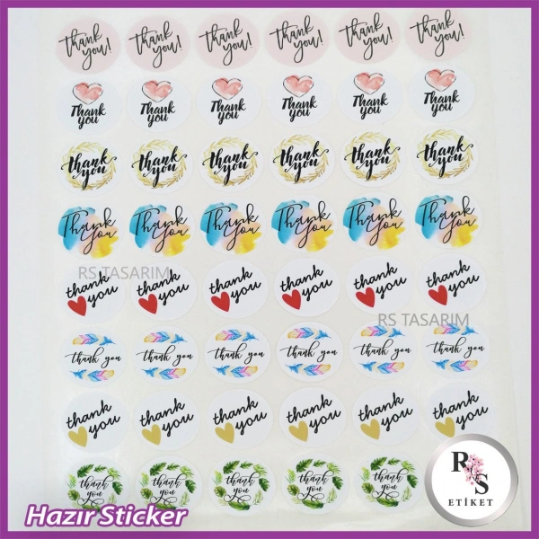 48 Adet Hazır Sticker -Thank You -ÖK141