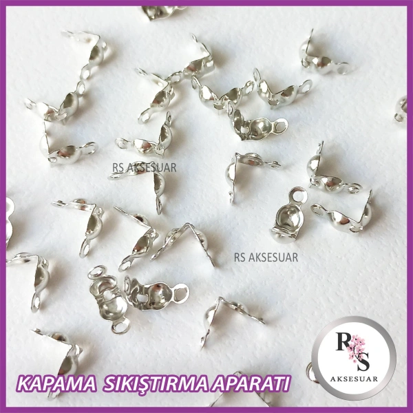 50 adet Bileklik, Kolye Kapama Sıkıştırma Aparatı - Gümüş Renkli