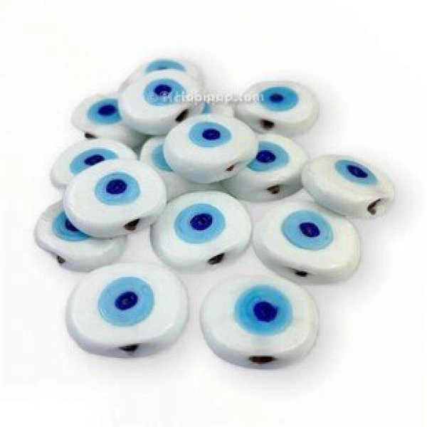 50 adet CAM NAZAR BONCUĞU 2.5cm - DELİKLİ DANA GÖZ NAZARBONCUK - ANAHTARLIK BONCUĞU - DANAGÖZ