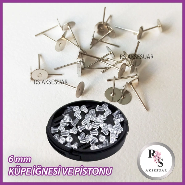 50 Adet Küpe İğnesi 6mm. + piston dahildir.