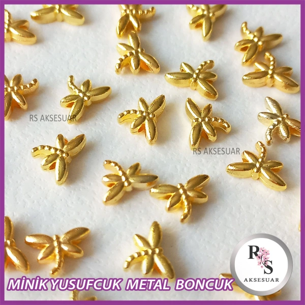 50 adet Minik Yusufcuk Metal Boncuk - Şans Bileklik Boncuğu - Altın Renkli