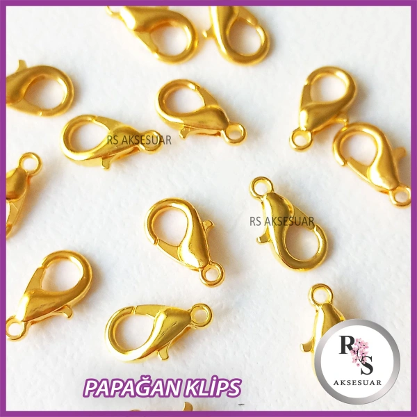 50 Adet Papağan Kanca 12x6mm - Altın Renkli