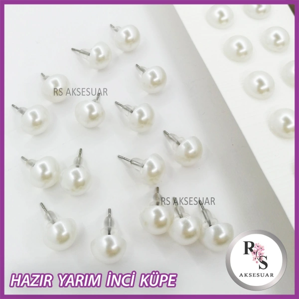 10 çift (20 adet) Hazır Yarım İnci Küpe