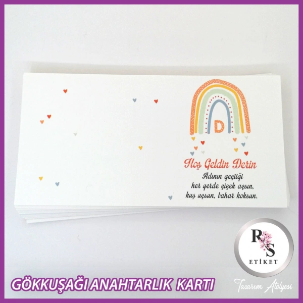 Hediyelik Kartı - Gökkuşağı Makrome Anahtarlık Kartı - rs236