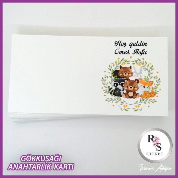 Hediyelik Kartı - Gökkuşağı Makrome Anahtarlık Kartı - rs237