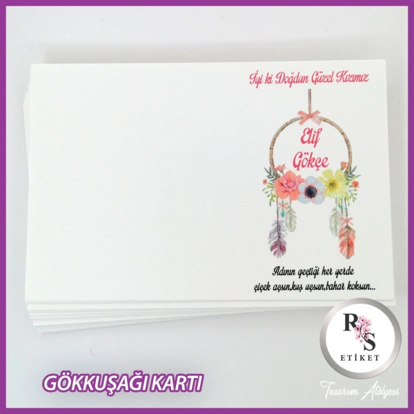 Hediyelik Kartı - Gökkuşağı Makrome Anahtarlık Kartı - rs241