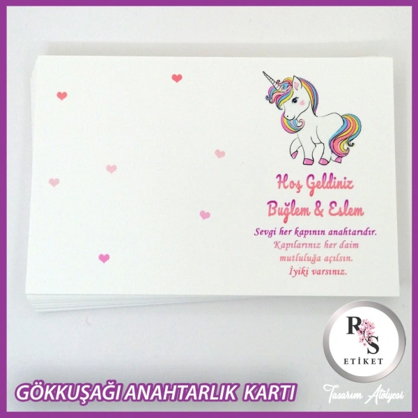 Gökkuşağı Makrome Anahtarlık İsim Kartı -rs244