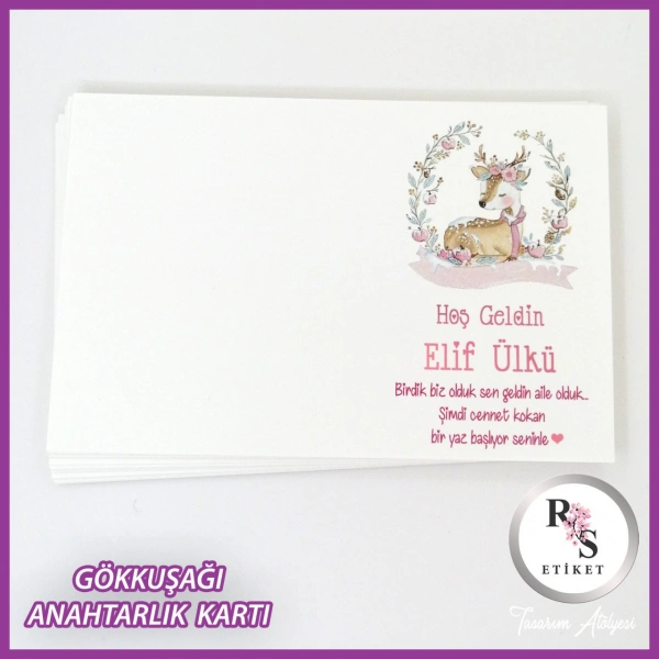 Hediyelik Kartı - Gökkuşağı Makrome Anahtarlık Kartı - rs246