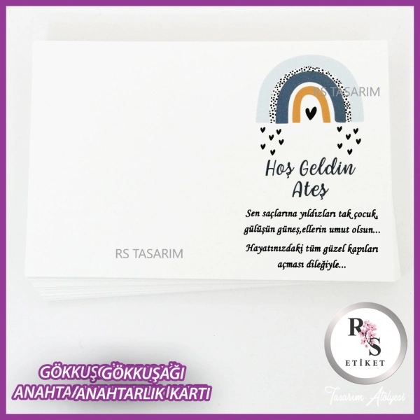 Hediyelik Kartı - Gökkuşağı Makrome Anahtarlık Kartı - rs247