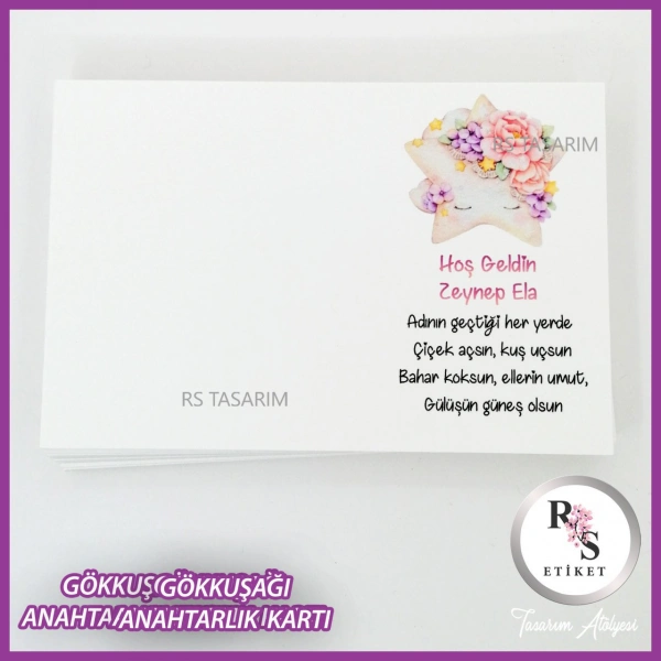 Hediyelik Kartı - Gökkuşağı Makrome Anahtarlık Kartı - rs248