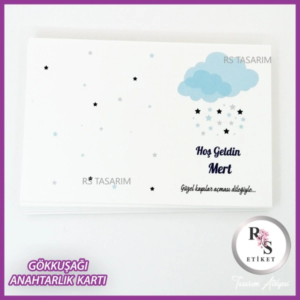 Hediyelik Kartı - Gökkuşağı Makrome Anahtarlık Kartı - rs250