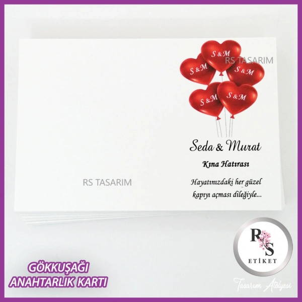 Hediyelik Kartı - Gökkuşağı Makrome Anahtarlık Kartı - rs251