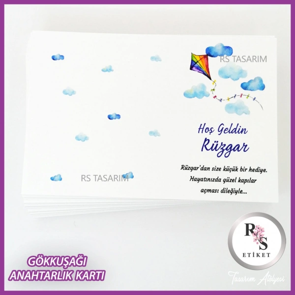 Hediyelik Kartı - Gökkuşağı Makrome Anahtarlık Kartı - rs253