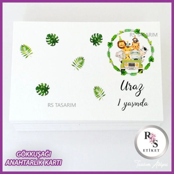 Hediyelik Kartı - Gökkuşağı Makrome Anahtarlık Kartı - rs254