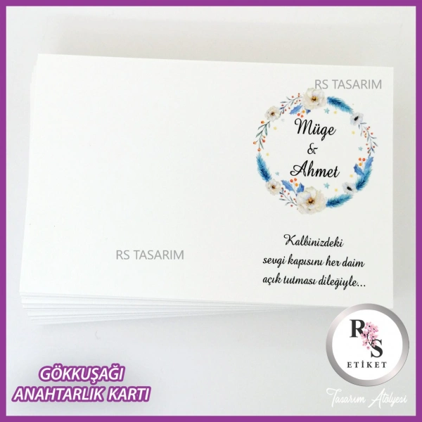 Hediyelik Kartı - Gökkuşağı Makrome Anahtarlık Kartı - rs255