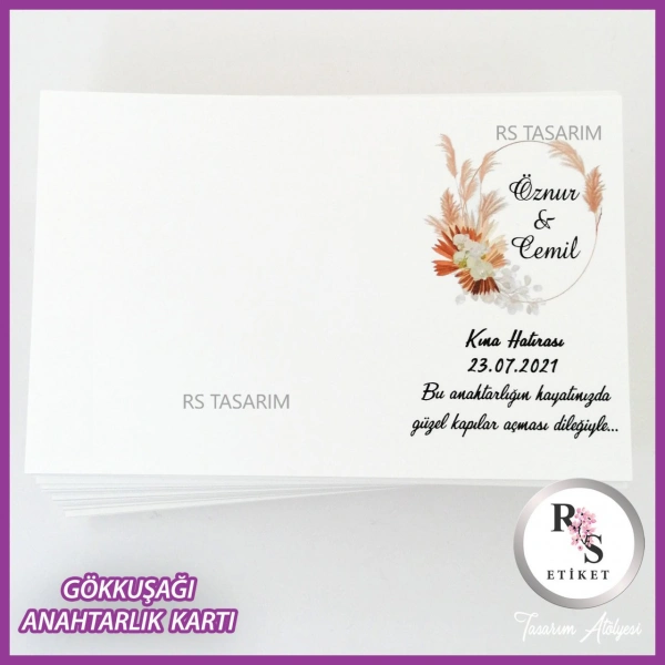 Hediyelik Kartı - Gökkuşağı Makrome Anahtarlık Kartı - rs256