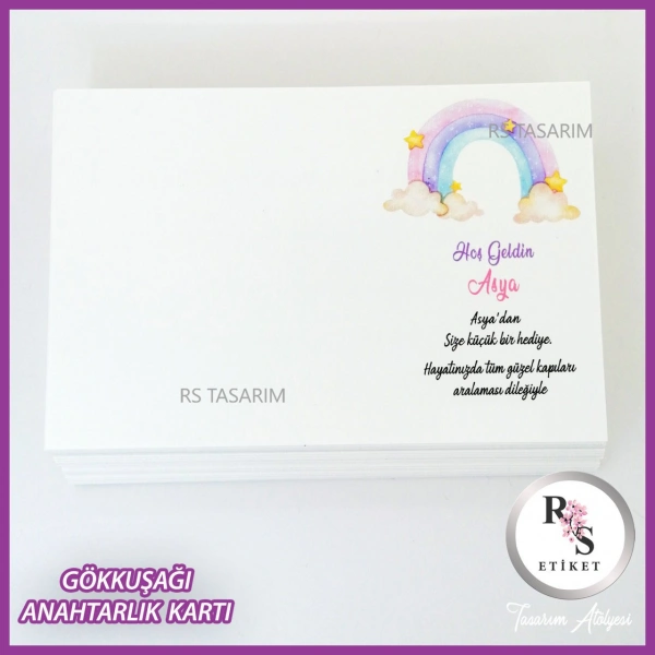 Hediyelik Kartı - Gökkuşağı Makrome Anahtarlık Kartı - rs259