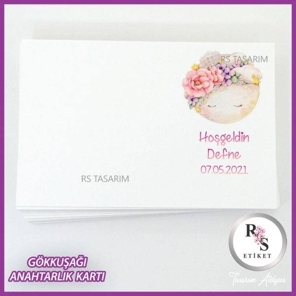 Hediyelik Kartı - Gökkuşağı Makrome Anahtarlık Kartı - rs260