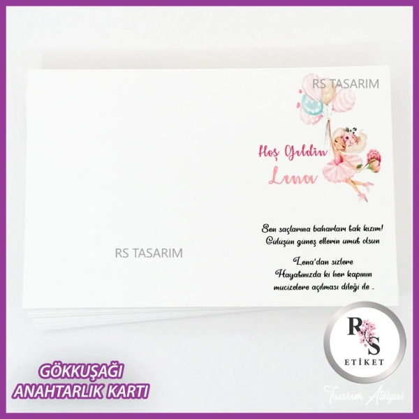 Hediyelik Kartı - Gökkuşağı Makrome Anahtarlık Kartı - rs261