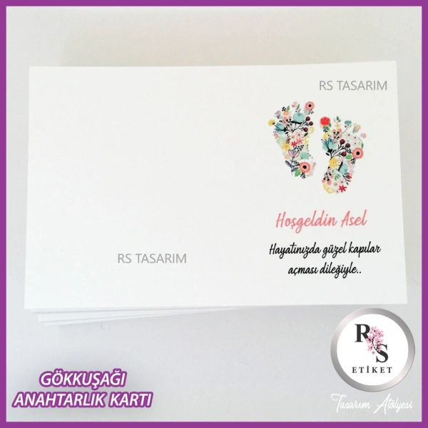 Hediyelik Kartı - Gökkuşağı Makrome Anahtarlık Kartı - rs262