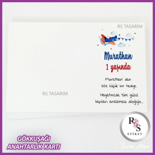 Hediyelik Kartı - Gökkuşağı Makrome Anahtarlık Kartı - rs263