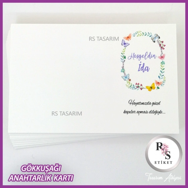 Gökkuşağı Makrome Anahtarlık İsim Kartı -rs264