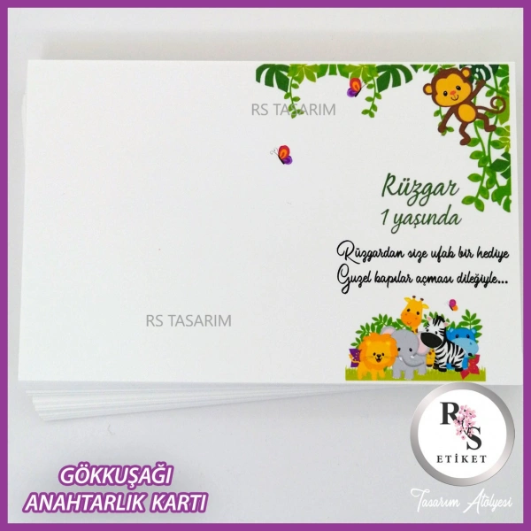 Hediyelik Kartı - Gökkuşağı Makrome Anahtarlık Kartı - rs265