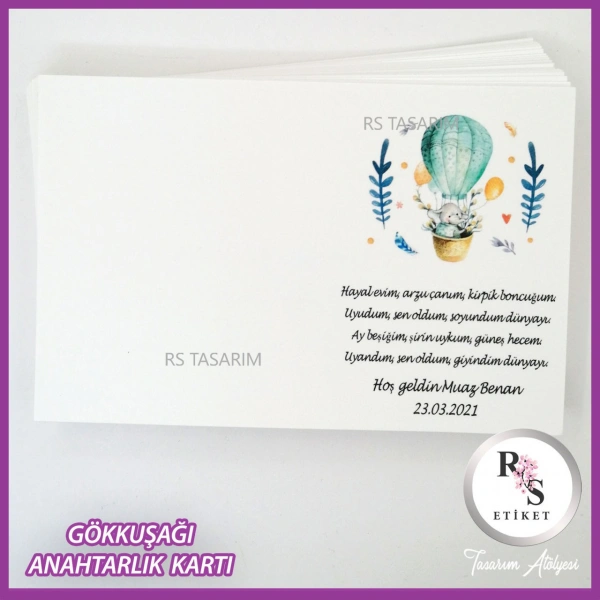 Hediyelik Kartı - Gökkuşağı Makrome Anahtarlık Kartı - rs268