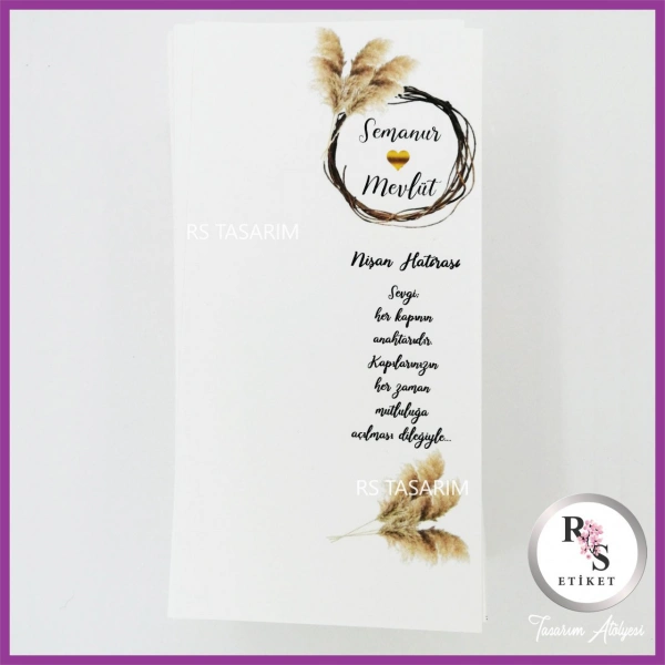 Hediyelik Kartı - Düğün, Nişan, Kına Anahtarlık Kartı - rs134