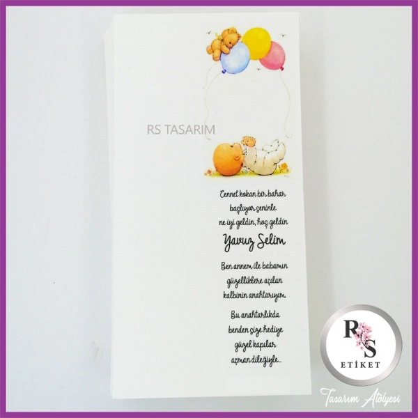 Hediyelik Kartı - Bebek, Doğum Günü Sunum kartı -rs156