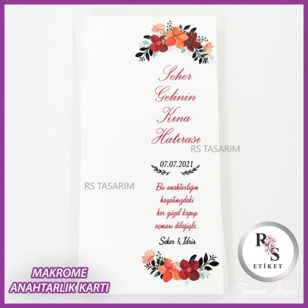 Hediyelik Kartı - Düğün, Nişan, Kına Anahtarlık Kartı - rs292