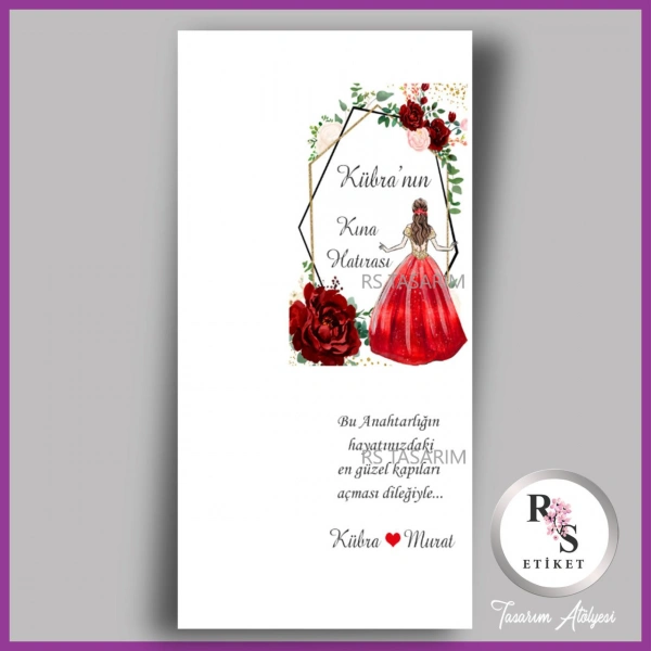 Hediyelik Kartı - Düğün, Nişan, Kına Anahtarlık Kartı - rs3201