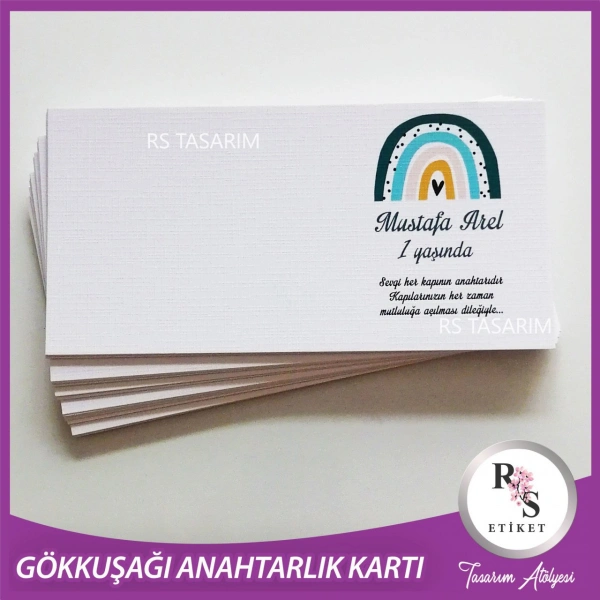 Makrome Gökkuşağı Anahtarlık İsim Kartı -rs937