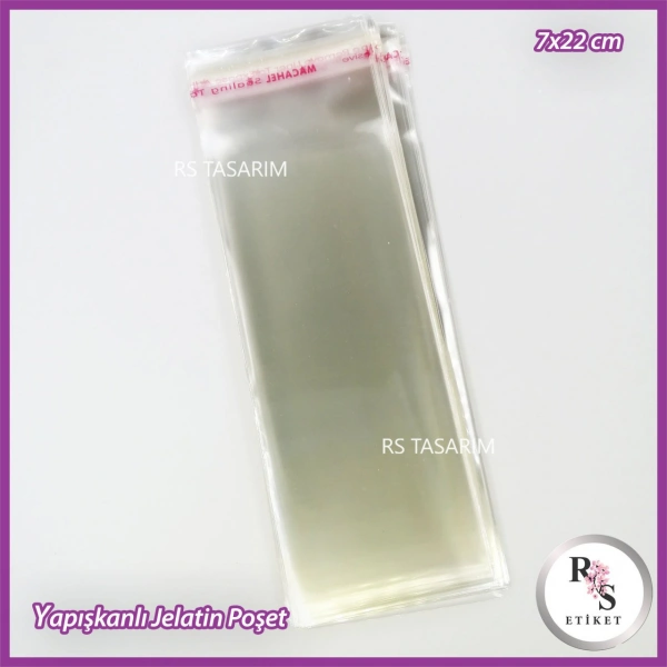 Yapışkanlı jelatin poşet - 7x22 cm
