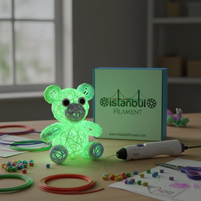 3D Kalem PLA Glow in The Dark (Karanlıkta Parlayan) 10 Metre (5 Adet 2 Metre)