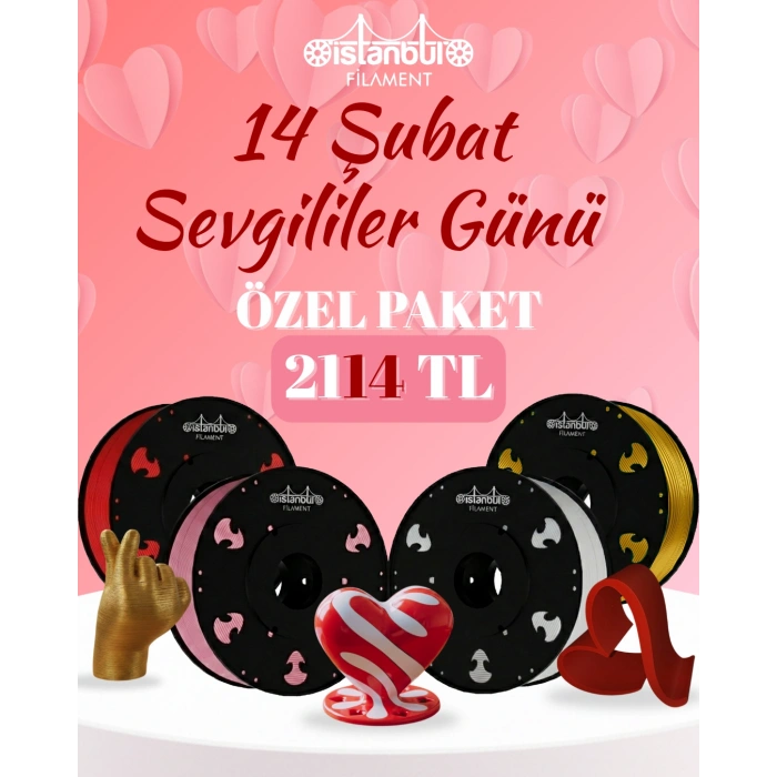 PLA + Sevgililer Günü Özel Paket (Silk Gold - Kırmızı - Beyaz - Pastel Pembe)