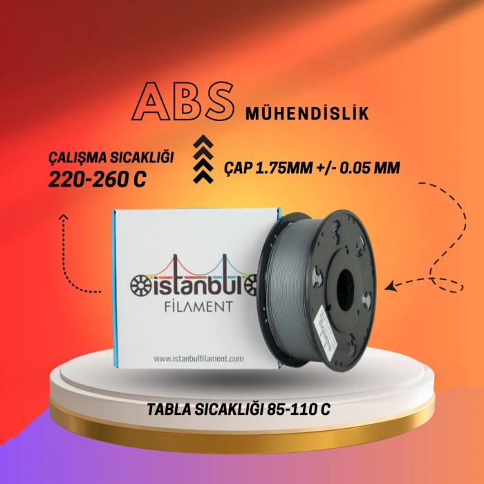 ABS GRİ 1.75 mm 1KG MÜHENDİSLİK FİLAMENT