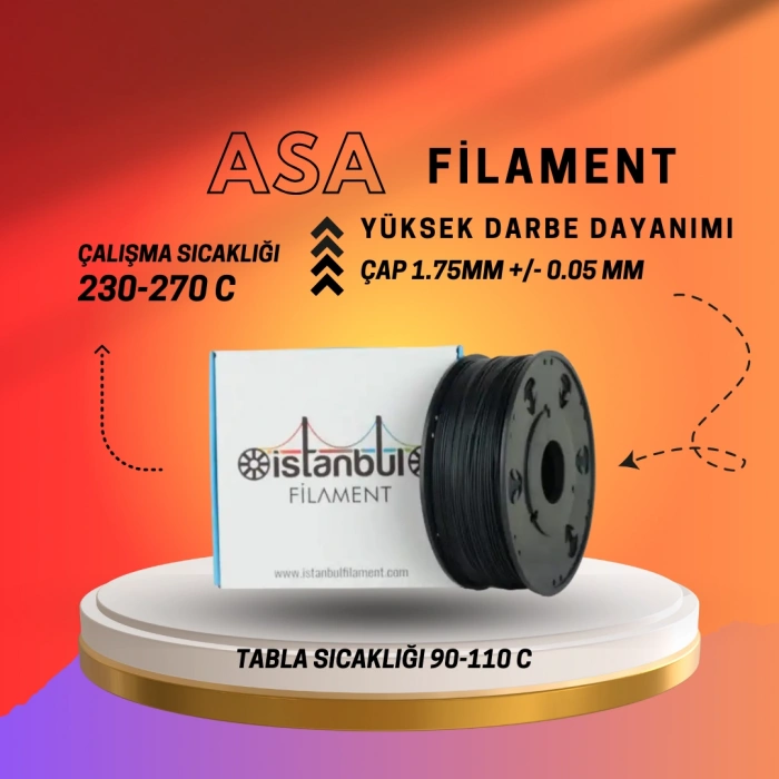 ASA SİYAH FİLAMENT YÜKSEK ISI VE DARBE DAYANIMI